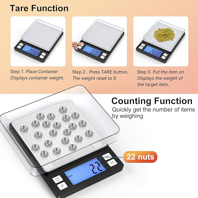 BOMATA 0.01g Small Digital Gram Scale, USB Rechargeable, Upgraded 1kg Jewelry Scale with Larger Display and Hold Function, High Precision, Grams and oz for Herb, Coin, Powder, Yeast, Kitchen Black