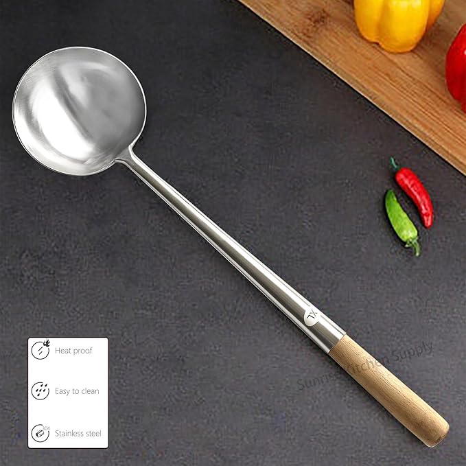 Sunrise Commercial Grade Wok Ladle 19.5" (XL)