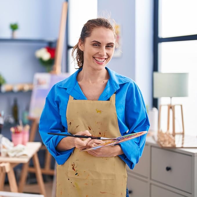 15 Pcs Adult Aprons Bulk with Pockets Adjustable Bib Chef Apron for Women Men Painting Cooking Crafting (S/L)