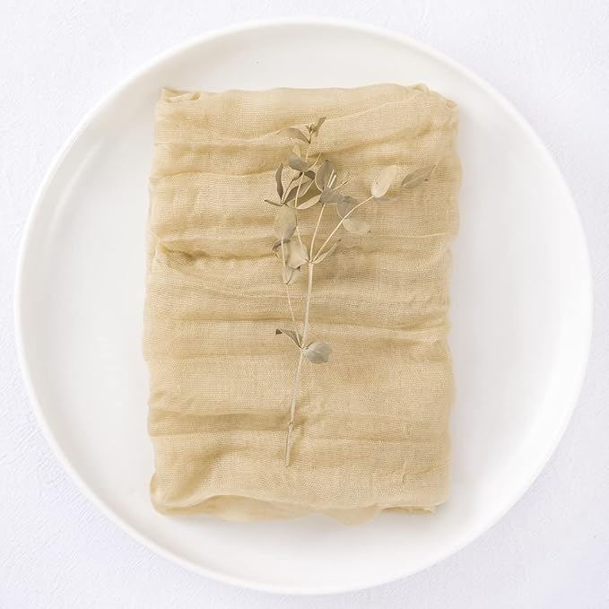 DeZerlor 50 Pack Champagne Cheesecloth Napkins Spring Cloth Napkins Set of 50 Champagne Dinner Napkins Bulk 21x21 Inches for Wedding Bridal Shower Baby Shower Parties