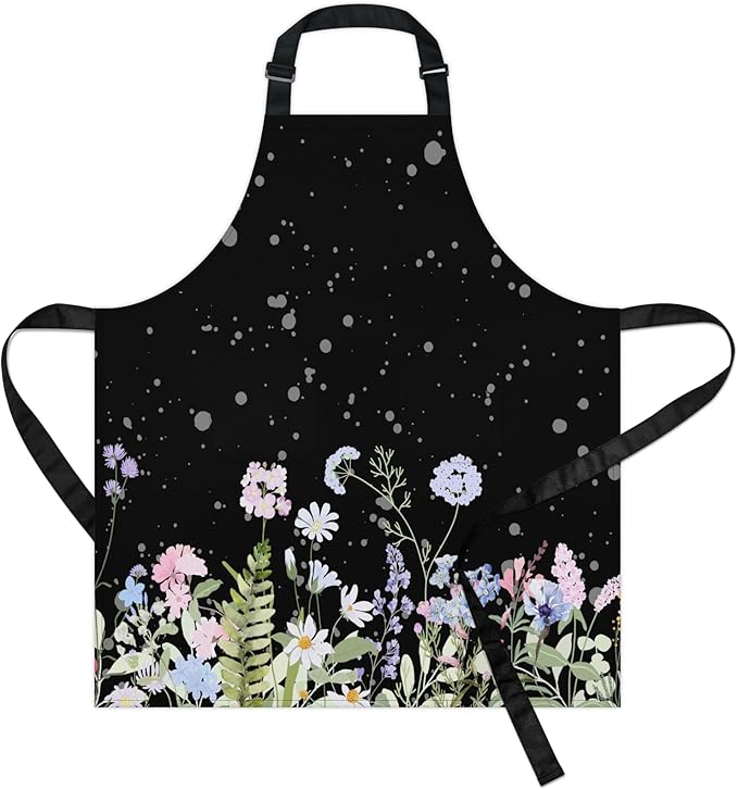 Apron with Pockets for Woman - Adjustable Kitchen Cooking Apron Chef Apron for Grilling BBQ Baking