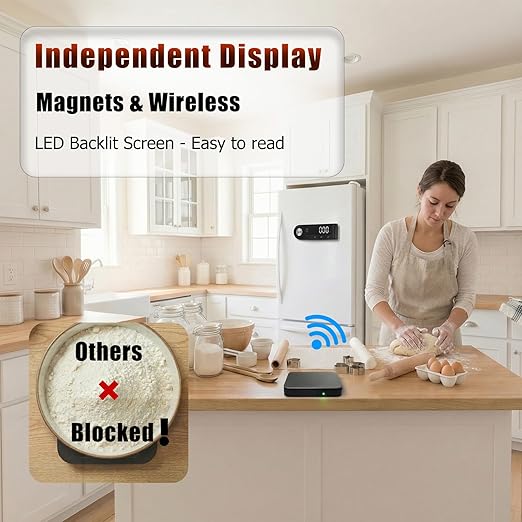 11lb/5kg Digital Kitchen Food Gram Scale with Pull Out Display, 0.1g/0.001oz Precision Wireless Bakery Scale, LED Backlight, 5 Units, USB Rechargeable, Stainless Steel Platform