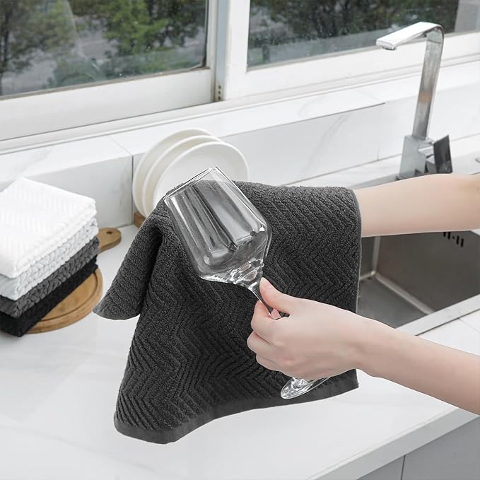 100% Cotton Kitchen Dish Towels Set, 16" x 25" Super Absorbent and Soft Kitchen Towels, Pack of 8 Dish Cloths for Drying Dishes (400 GSM)