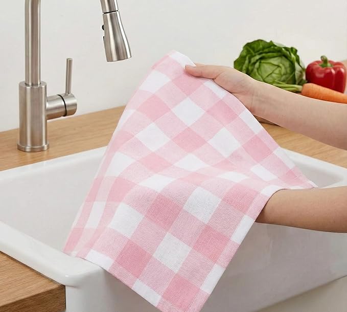 Cloth Napkins, Reusable Dinner Napkins for Parties,Weddings,Baby Shower,Christmas Decorations,Everyday Fabric Serviettes for Dining Table, Set of 12 Pink White_ 18"x18" with Decorative Hemstitched.