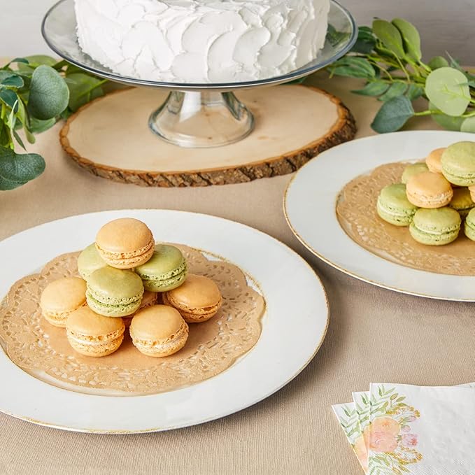 Juvale Paper Placemats - 9-Inch Brown, 250 Pack - Disposable Round Placemats & Doilies for Tables - Tea Party Decorations