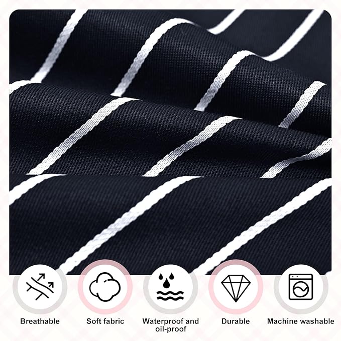 2Pack Adjustable Kitchen Apron for Women Men with 2 Pockets，Cotton-Polyester Blend Bib Aprons for Cooking,Baking