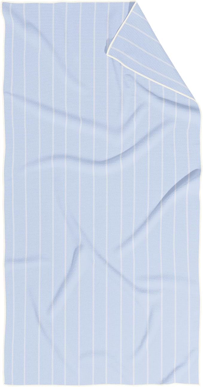 HALL & PERRY Kitchen Tea Towel, Ultra Soft, Quick Dry Microfiber Dish Cloths - 18"x30" Premium Quality Waffle Towel - Stripes and Plaid, Light Blue/Grey (1, Sydney)