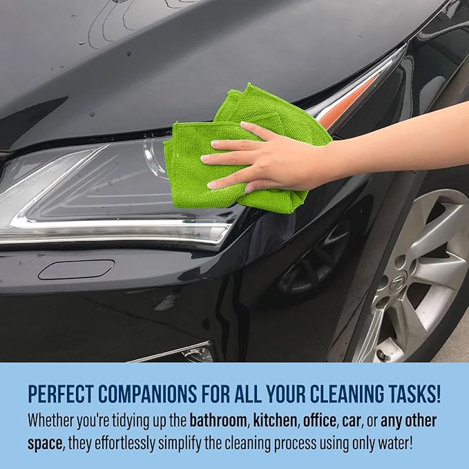 GREEN LIFESTYLE Microfiber Cleaning Cloth 11.5" x 11.5" 12 Pack - Edgeless Microfiber Towels for Cars, Cleaning Rags, Lint Free Car Microfiber Towel, Reusable Cleaning Cloths (Multicolor)