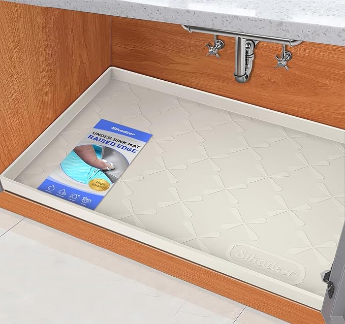 SIKADEER 31" x 19" Under Sink Mat Waterproof, Silicone Mat Kitchen Drawer Shelf and Cabinet Liner, Sink Protector for Kitchen Organizers and Storage, Boot Tray Pet Food Mats