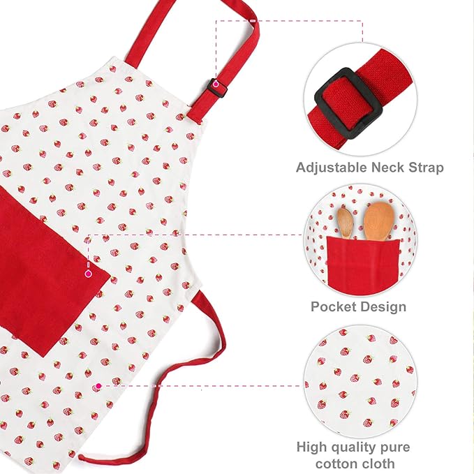 Jennice House Kids Apron and Chef Hat Set, Cute Children Baking Aprons for Cooking Baby Baking Aprons