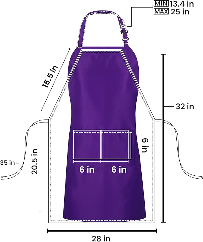 Utopia Kitchen 10 Pack Bib Apron Adjustable with 2 Pockets, Water and Oil Resistant, Cooking Kitchen Chef Apron for Women Men