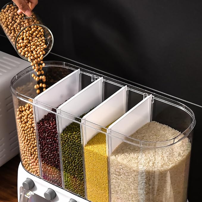 Grain Storage Container Dispenser | 12L/25Lbs Rice Dispenser | Counter Top Cereal Grain Food Dispensers | Dispensador de Granos para Cocina | Kitchen Storage Containers With Measuring Cup For Grains S