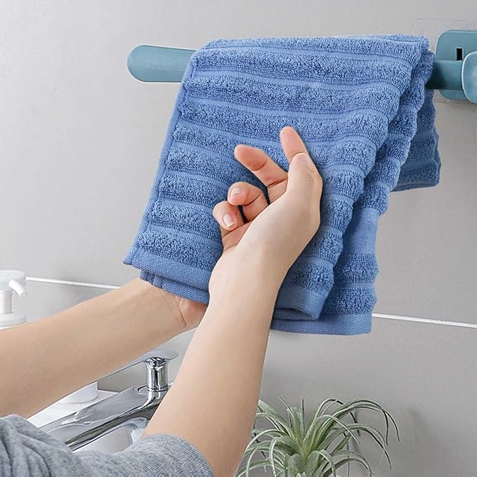Jacquotha Ribbed Hand Towels for Bathroom, Hotel & Spa Quality Soft Hand Towel Set for Men Women Gifts, 480 GSM (Ocean Blue)