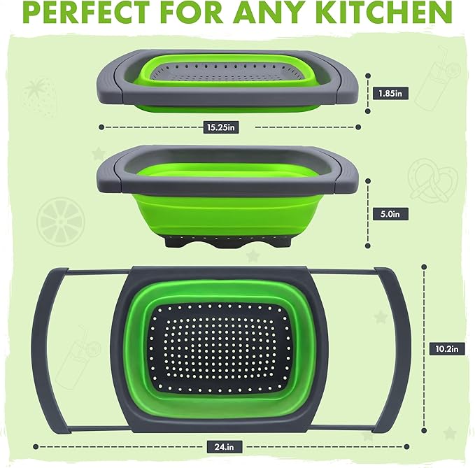 Silicone Collapsible Colander Sink Colander Collapsible Camping Versatile Collapsible Strainer Sink strainer basket over Sink Strainer