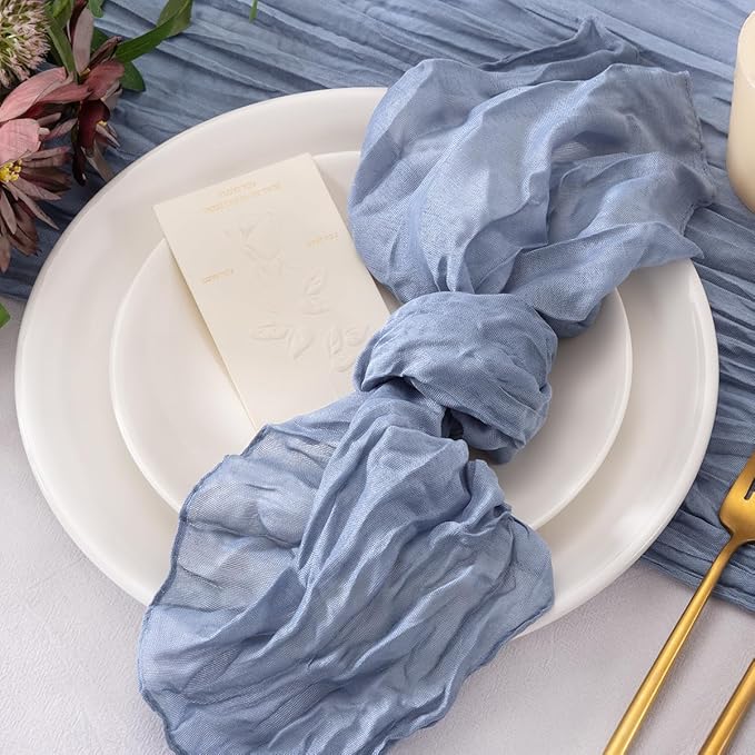 20 Pack Dusty Blue Cheesecloth Napkins Cloth Washable Spring Summer Cloth Napkins Set of 20 Bulk 21x21 Inches for Wedding Baby Bridal Shower Birthday Dinner Party Home Table Decor