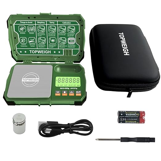 Pocket Scale, 500g x 0.01g, Dual Powered, Precision Gram Jewelry Scale with Zipper Case, Digital Small Coin Scale, Large Backlight Display, 6 Weighing Units,Cal Weight, USB Cable Included
