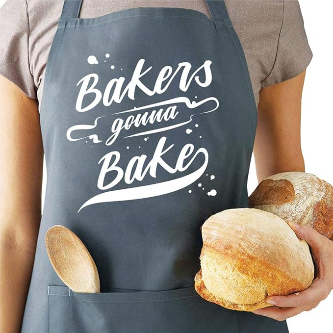 Funny Baking Aprons for Women Men, Cute Baking Gifts for Bakers, Kitchen Cooking Apron with 2 Pockets, Birthday Mothers Day Apron Gift for Mom Wife Husband Dad Son Sister Daughter