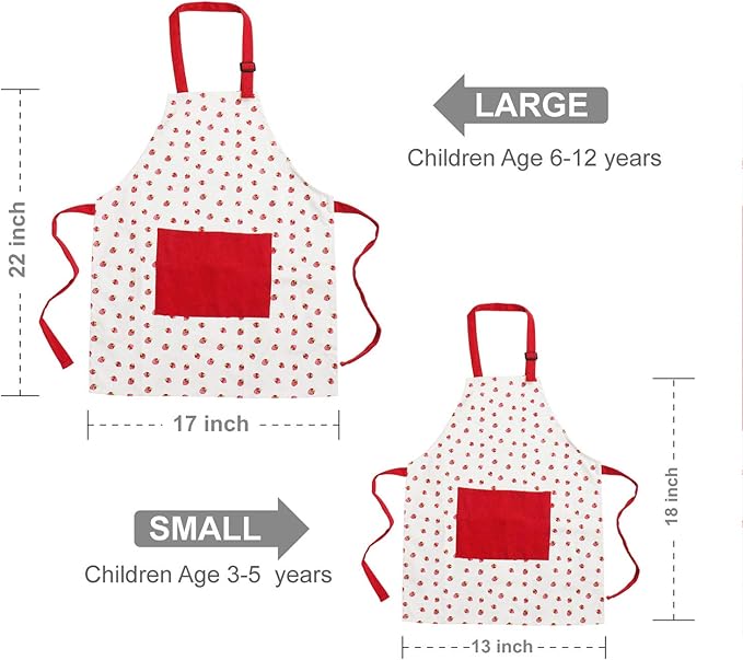 Jennice House Kids Apron and Chef Hat Set, Cute Children Baking Aprons for Cooking Baby Baking Aprons