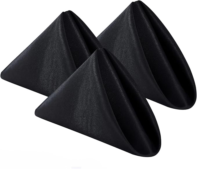 Bailarina Cloth Napkins Set of 40,17x17 inches Dinner Napkins Cloth Washable,Polyester Square Table Cloth Napkin Bulk with Hemmed Edges Ideal for Banquets, Parties and Weddings-Black