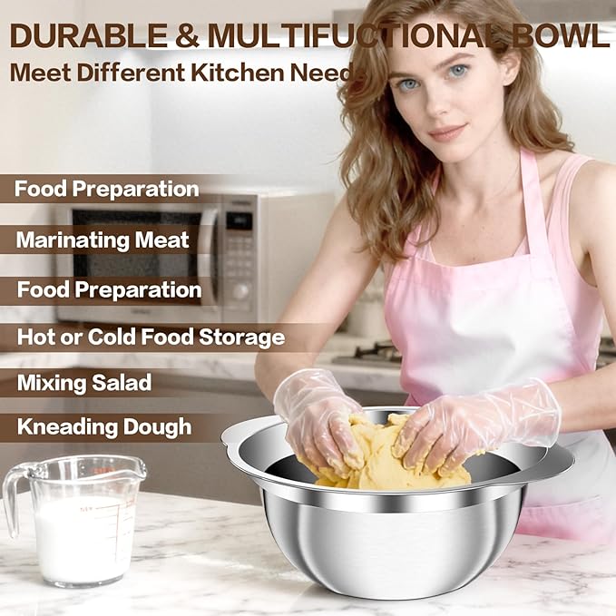 Stainless Steel Strainer with Mixing Bowl, Rice Washer, Colander for Kitchen, Rice Strainer, Fruit and Vegetable Wash, Microporous Colander, Fruit Cleaner Bowl, Dishwasher Safe