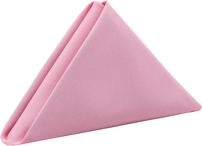 Your Chair Covers Cloth Polyester Napkins, 20 x 20 Inch, Washable Dinner Fabric Linen Napkins with Hemmed Edges for Restaurant, Wedding and Holiday Pack of 10 (Pink)