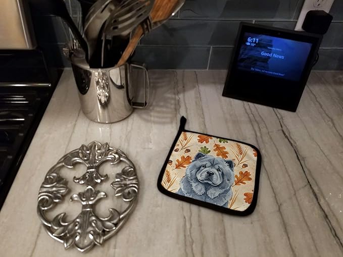 Caroline's Treasures Blue Chow Chow Heirloom Fall Pair of Pot Holders Pair 7.5x7.5 Quilted Insulated Hot Pads Decorative Kitchen Gift Made in USA