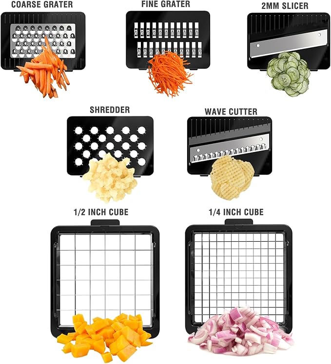 Vegetable Chopper with Container, Onion Chopper Dicer Cutter Slicer, 10-in-1 Food Chopper with 7 Blades, Veggie Cutter Slicer for Fast Salad Potato Carrot Garlic Meal Prep Kitchen Gadget