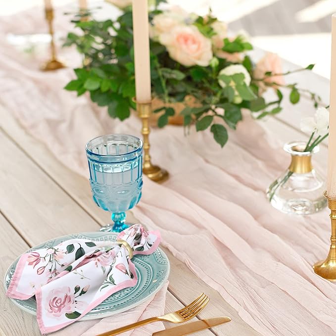 12 Pcs Floral Cloth Napkins 20'' x 20'' Washable Dinner Tea Party Napkins for Kitchen Party Wedding Restaurant Indoor Outdoor Botanical Fresh Spring Summer