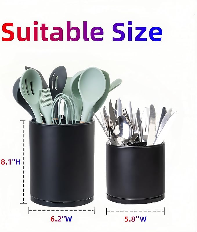 LIBODOUR Utensil Holder,Extra Large Utensil Holder for Kitchen Counter, Silverware Organizer, Stainless Steel Storage Cooking Caddy Flatware Spoon Spatula Tool Cutlery Container(2 Set)