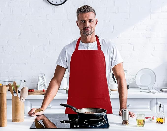 Utopia Kitchen 2 Pack Bib Apron, Adjustable with 2 Pockets, Water and Oil Resistant, Cooking Kitchen Chef Apron for Women Men