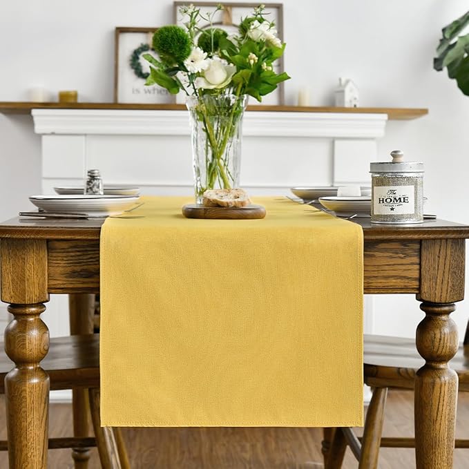 Artoid Mode Yellow Table Runner, Seasonal Summer Fall Washable Kitchen Dining Table Decoration for Home Party Decor 13x48 Inch