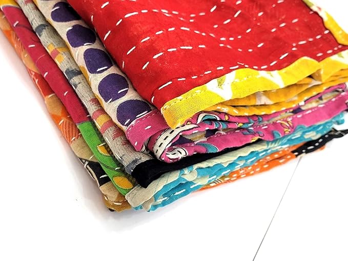 Payalrugs Kitchen Towels Mixed Assorted Set of 5 Vintage Floral Kantha Cotton Kitchen Towels, 20x25 Inches, Multicolour