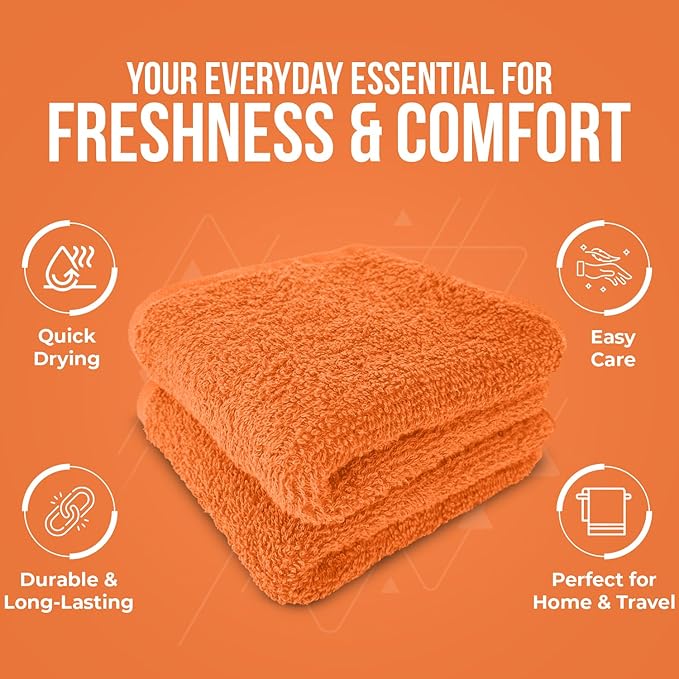 DAN RIVER 10 Pack Wash Cloths for Showering [11x11] - 100% Cotton Washcloths Premium Quality Flannel Face Cloths for Bathroom, Highly Absorbent and Soft Feel Wash Clothes, Assortment 7