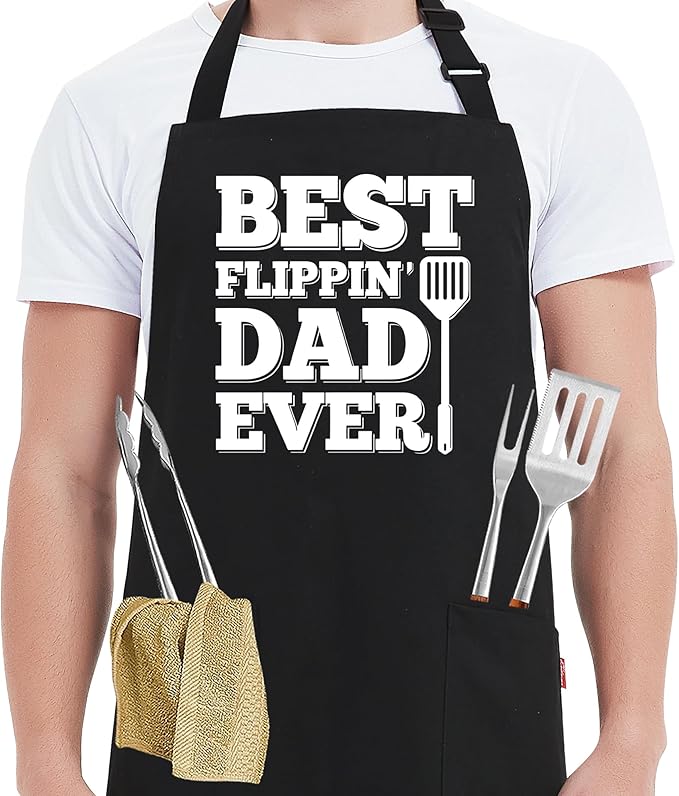 Kaidouma Funny Grilling Aprons for Men Dad - Men’s Funny Chef Cooking BBQ Grill Apron with 2 Pockets - Birthday Father's Day Christmas Gifts for Dad, Stepdad, Father in Law