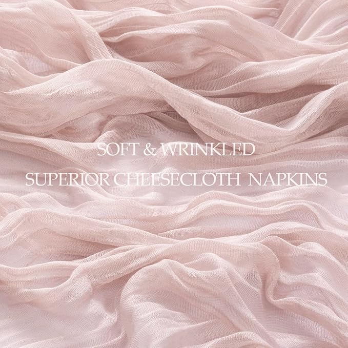 DeZerlor 20 Pack Pink Cheesecloth Napkins Spring Cloth Napkins Set of 20 Pale Pink Dinner Napkins Bulk 21x21 Inches for Wedding Bridal Shower Baby Shower Parties