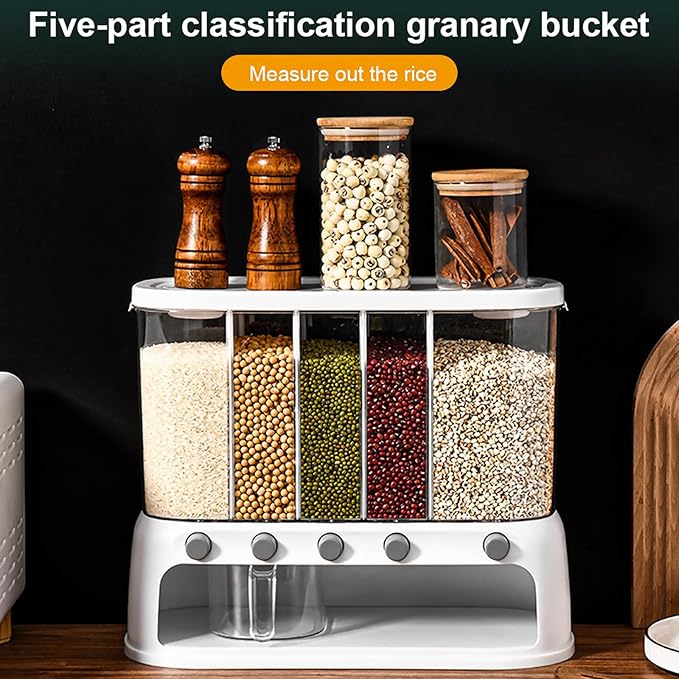 Grain Storage Container Dispenser | 12L/25Lbs Rice Dispenser | Counter Top Cereal Grain Food Dispensers | Dispensador de Granos para Cocina | Kitchen Storage Containers With Measuring Cup For Grains S