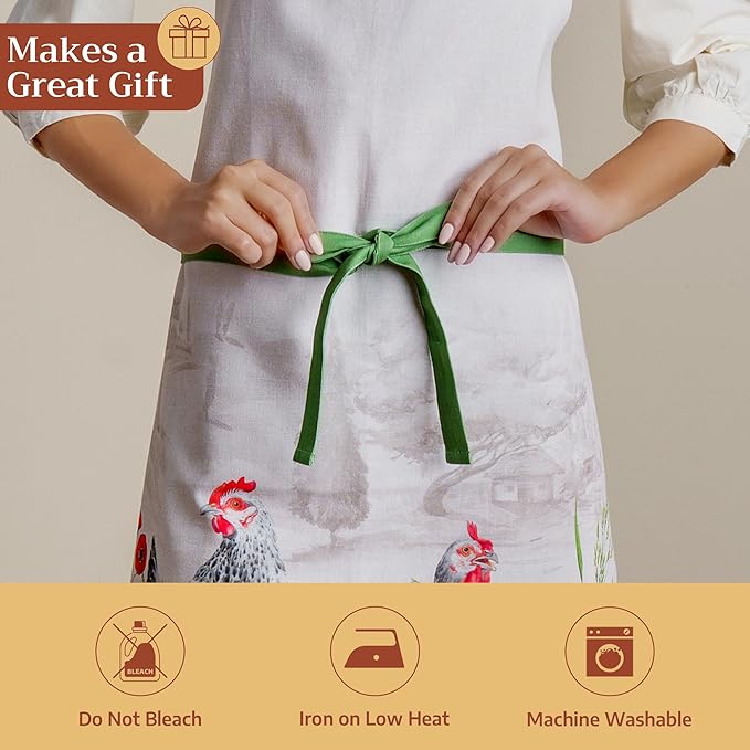 Maison d' Hermine 100% Cotton Apron for women with Pocket Kitchen Chef Apron for Men Cooking Mothers Day Gifts