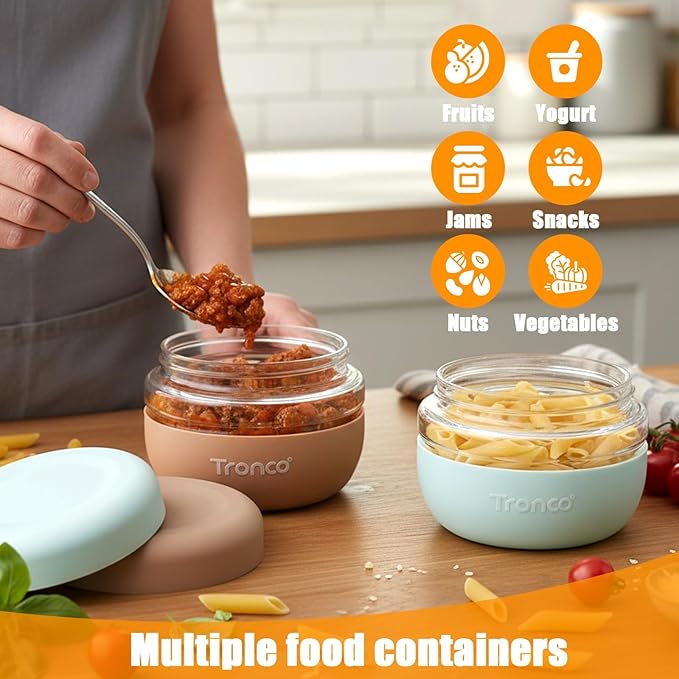 Tronco 24 oz Glass Food Storage Containers with Lids, Airtight, Leak & Spill Proof Glass Lunch Bowls for Meal Prep, Salad, Yogurt, Soup & Stew, Microwave & Dishwasher Safe, BPA-Free