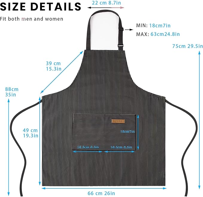 BeLuyi 2 Pack Adjustable Bib Apron with 2 Pockets Chef Cooking Kitchen Restaurant Aprons for Women Men