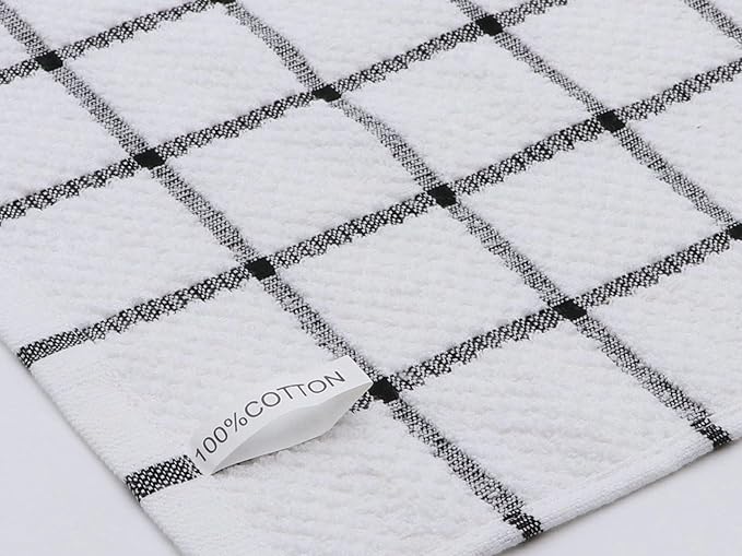 Cotton Dish Towels for Kitchen, Terry Dish Cloths for Washing Dishes, 12 x 12 Inches, Light and Soft, Quick Drying Dish Rags for Cleaning, 8pc/Set (Black)