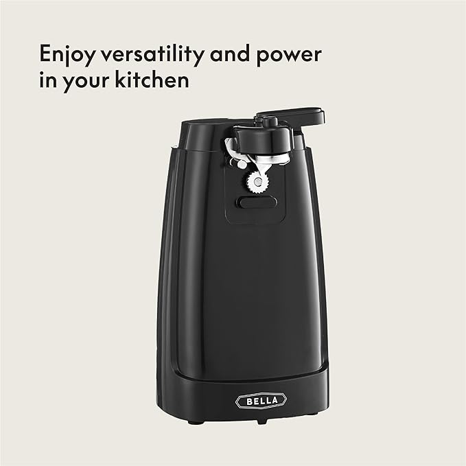 bella Electric Can Opener and Knife Sharpener,Removable Cutting Lever,Cord Storage,Stainless Steel Blade,Black,(Pack of 4)