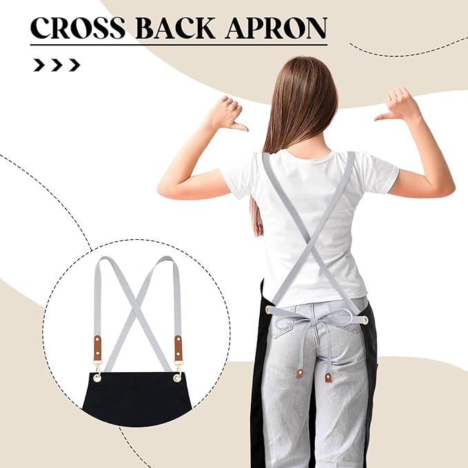Crossback Pottery Apron Split Leg with Large Pocket Canvas Apron with Adjustable Strap for Art Garden Nail Tech Hairstylist