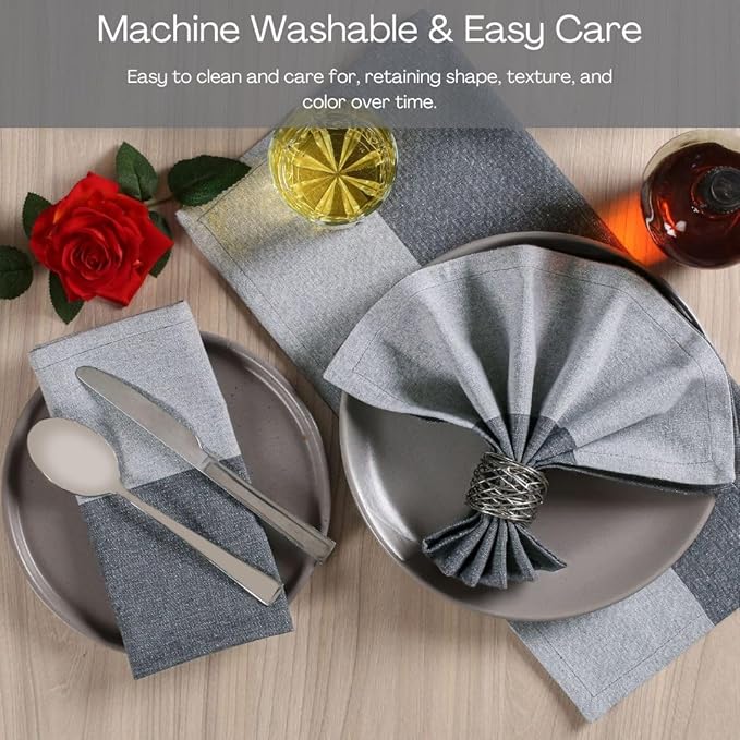 Set of 12 Cloth Dinner Napkins Cotton - Soft Durable Washable - Ideal for Farmhouse Party Wedding Christmas - Perfect Everyday Use Table Linen 18x18 inch Cloth Napkins Grey