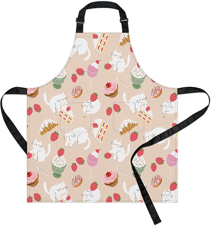 Apron with Pockets for Woman - Adjustable Kitchen Cooking Apron Chef Apron for Grilling BBQ Baking