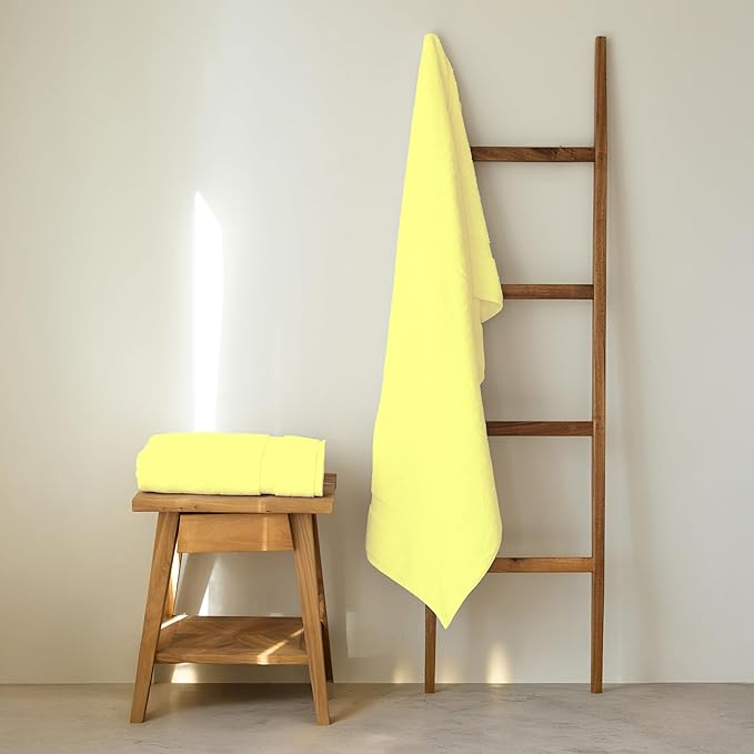 SALBAKOS 100% Turkish Cotton Extra Large Bath Sheet Towel Set of 2, 35x70 inch | Premium Quality | Hotel Collection Soft, Absorbent, Oversize Bath Towels | Made in Turkey (Yellow, 2 Bath Sheets)