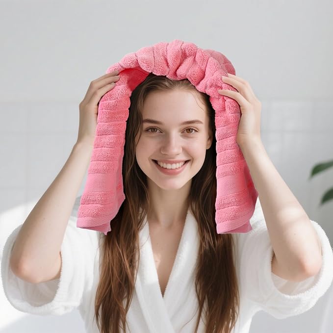 Jacquotha 2-Pack Hand Towels for Bathroom (Pink) Ribbed – Cotton Face Towel for Women Girls, 13” x 29”, Soft and Quick Drying 480 GSM