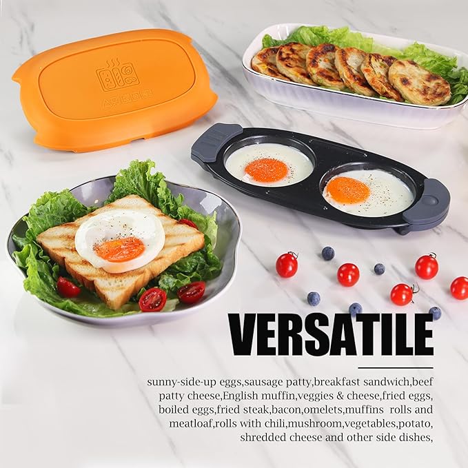 MKYSAIL Quick-Heat Microwave Egg Cooker|Poacher|fryer,Multi-Use microwave egg maker for Breakfast Sandwiches,Dishwasher-Safe,Save Time,Portable for Home,Travel,Gifts(Orange)