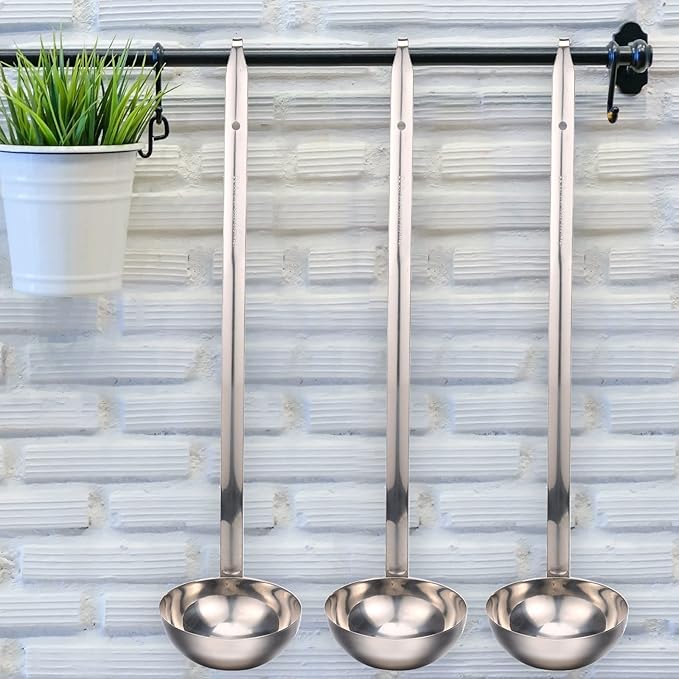 Cunhill 5 Pcs Soup Ladles Stainless Steel Serving Ladles with Long Handle for Serving, Cooking, Stirring, Portioning Kitchen Restaurant Accessories(6 oz)