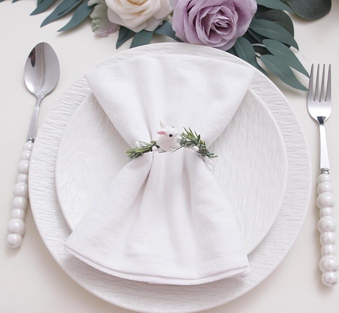Cotton Fall Cloth Napkins Set of 12, 16’’x16’’, Dinner Cloth Napkins Washable Bulk with Hemmed Edges, for Hotel Restaurant, Wedding, Thanksgiving (White)
