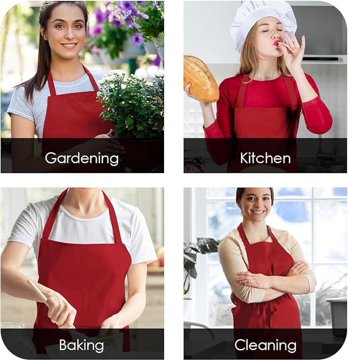 Avalon Kitchen Aprons for Men - 100% Polyester Chef Apron Women with Extra Long Ties - Cooking Aprons for Women & Mens Apron
